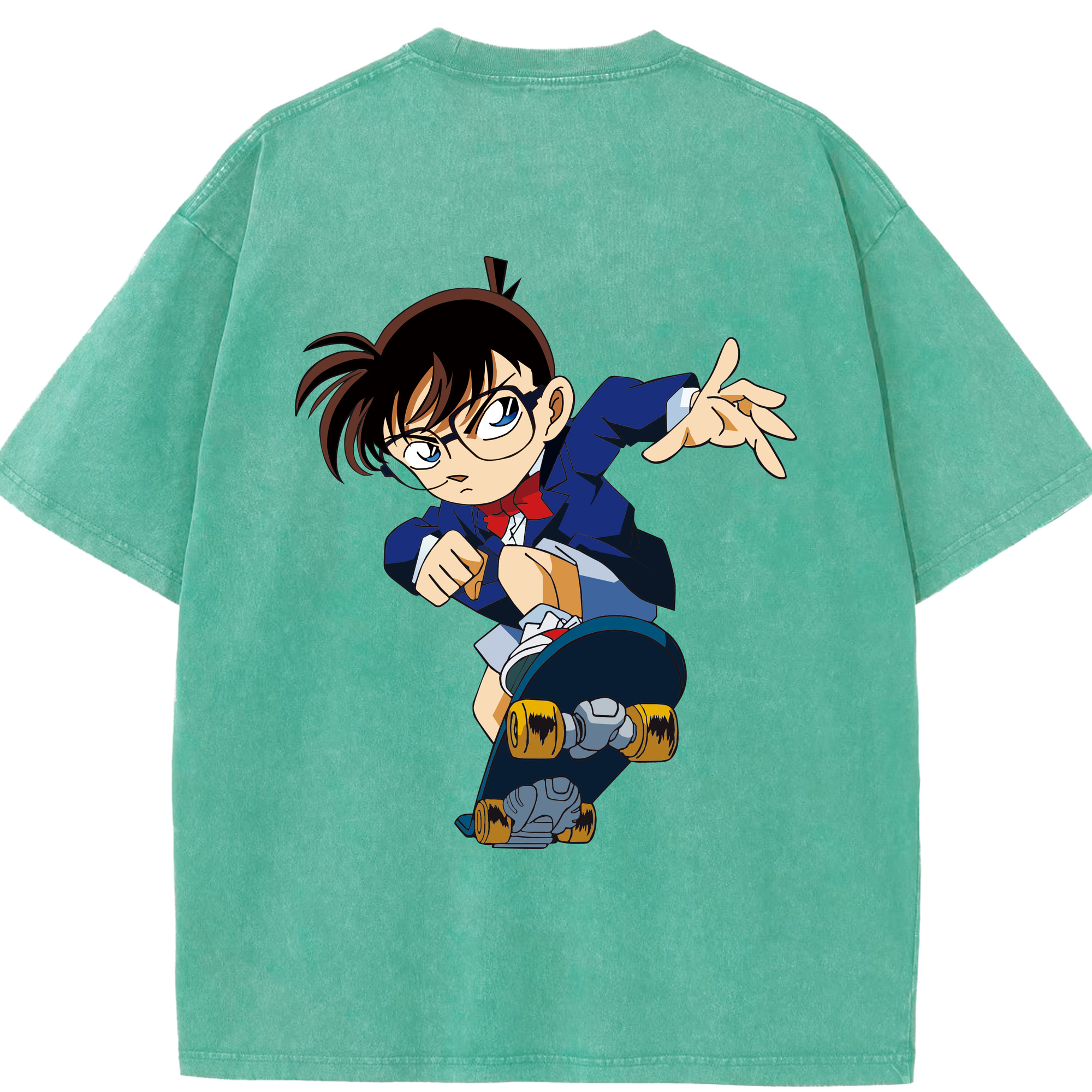 （画像用） 名探偵コナン 江戸川 コナン Detective Conan Conan Edogawa 綿100% ヴィンテージ風 半袖Tシャツ（背面プリント）